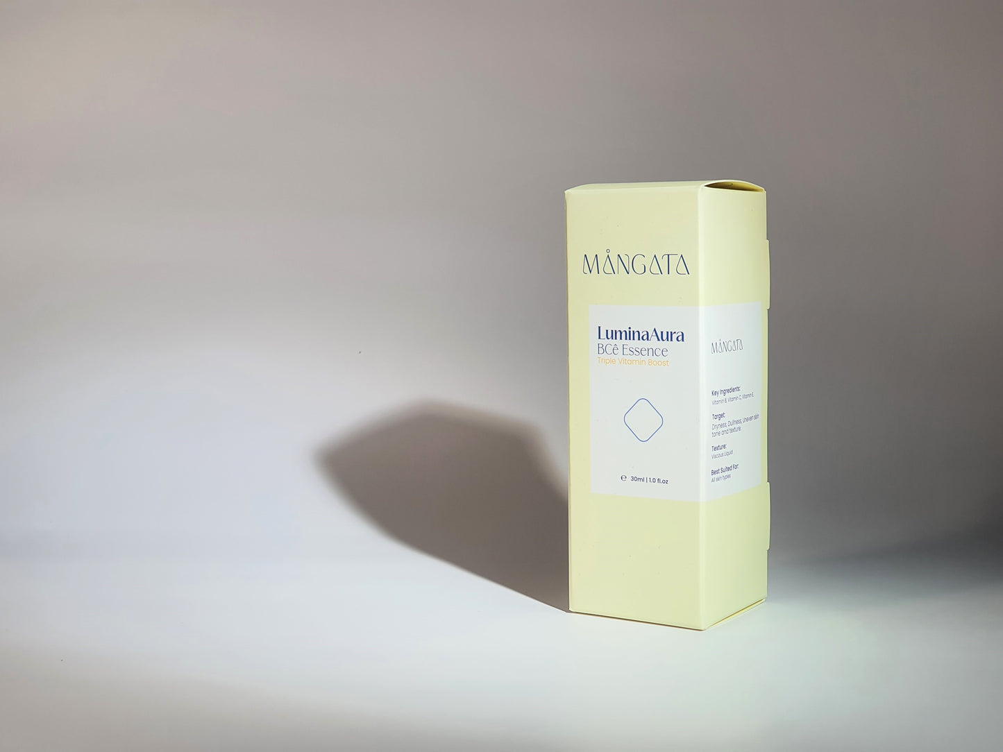 Elegant closed skincare box with a minimalist design and brand logo on the front.