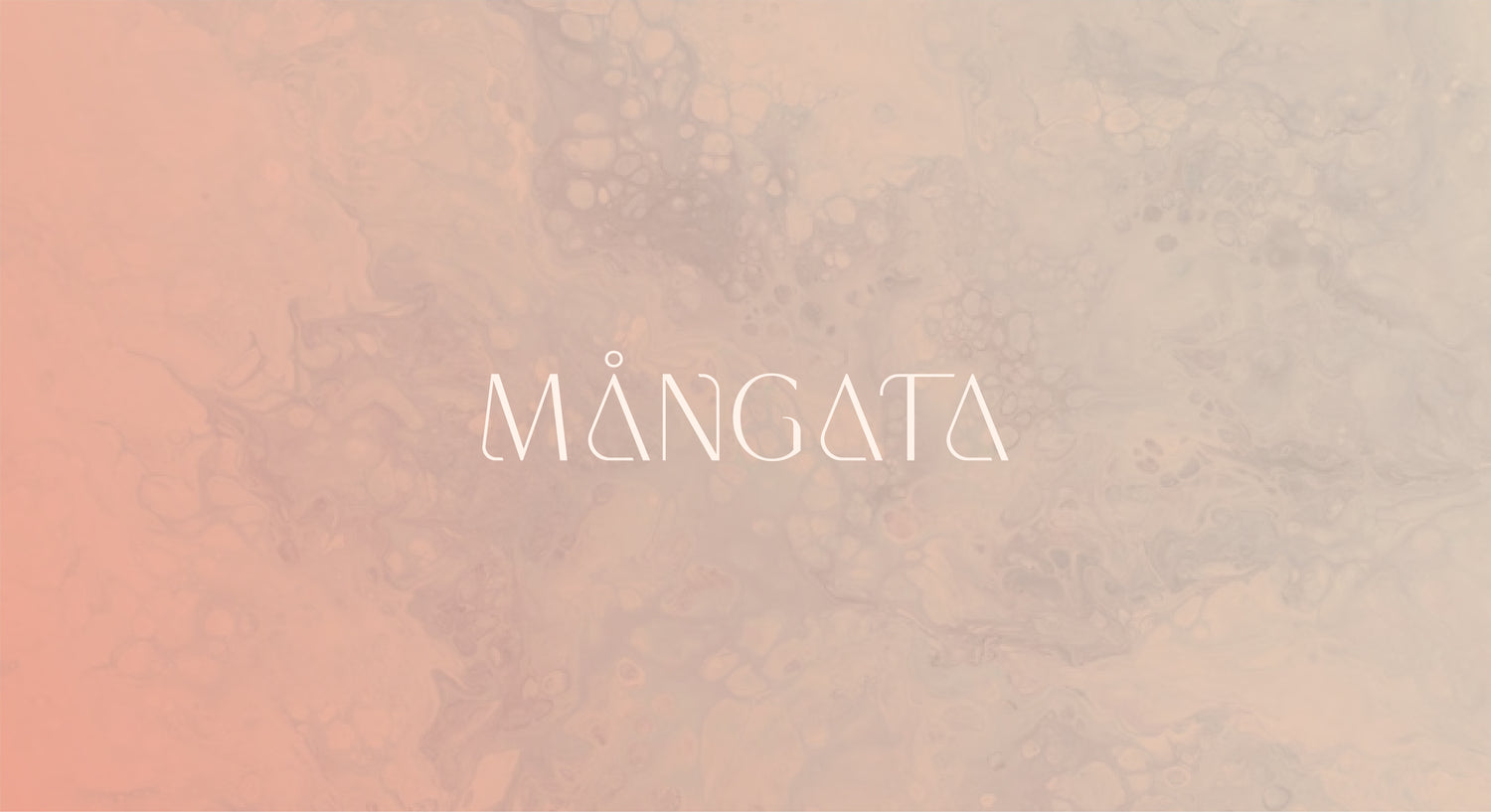 Brand logo against a peach gradient colored water background.